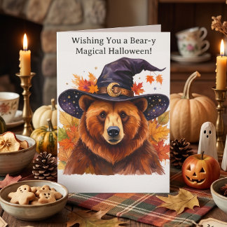 Ours d'Halloween d'automne | Carte de vœux sinistr
