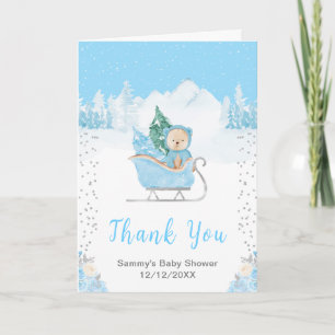 Ours d'hiver bleu traîneau Baby Shower Merci