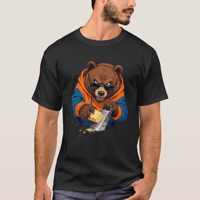 Ours Drôle Grattant T-Shirt Graphique au Fromage p (Devant)