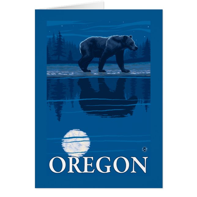 Ours en clair de lune - Poster Vintage voyage (Devant)