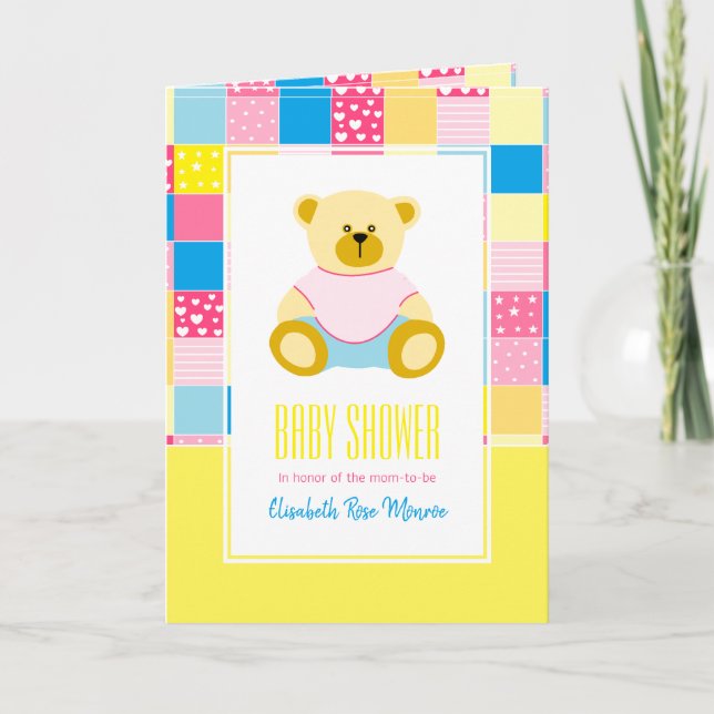 Ours en patchwork doré, Invitation à une Baby Show (Devant)