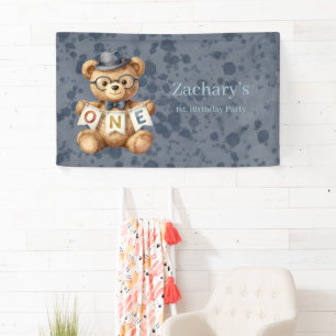 Ours en peluche à l'aquarelle avec bannière "Premi