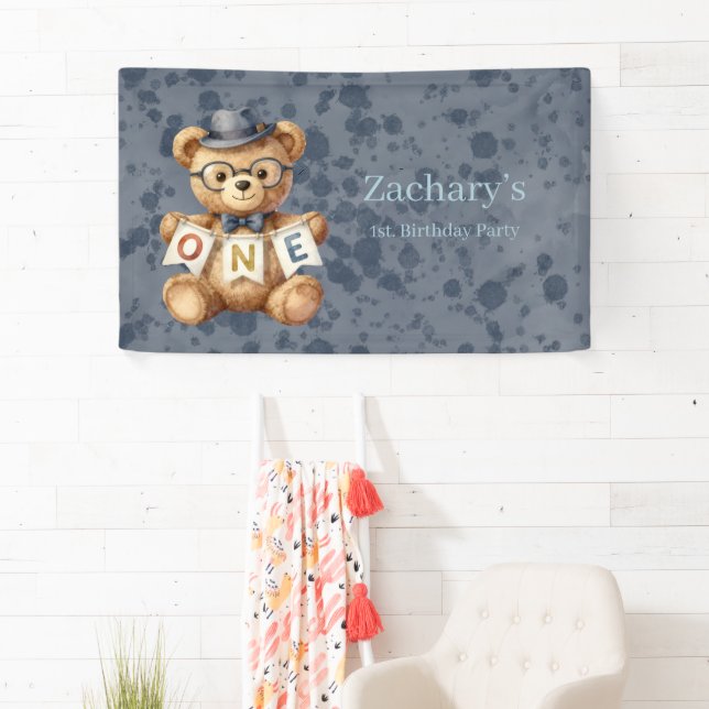 Ours en peluche à l'aquarelle avec bannière "Premi (En situation)