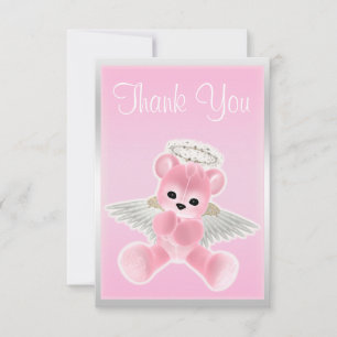 Ours en peluche ange rose Merci Baby Shower
