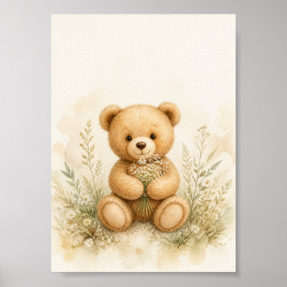 Ours en peluche aquarelle Art mural pour la nurser