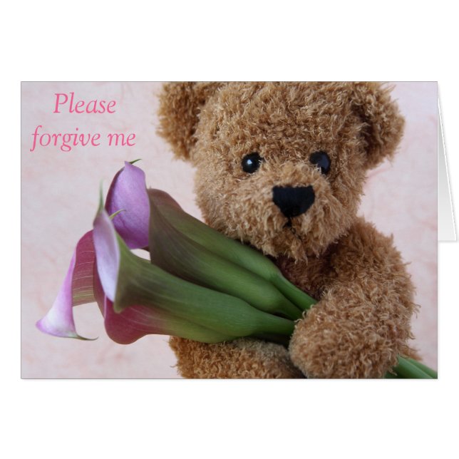 ours en peluche avec calla lilies pardonne-moi car (Devant horizontal)