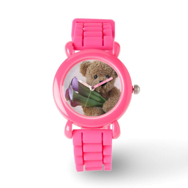 ours en peluche avec calla llies montre fille (Recto)