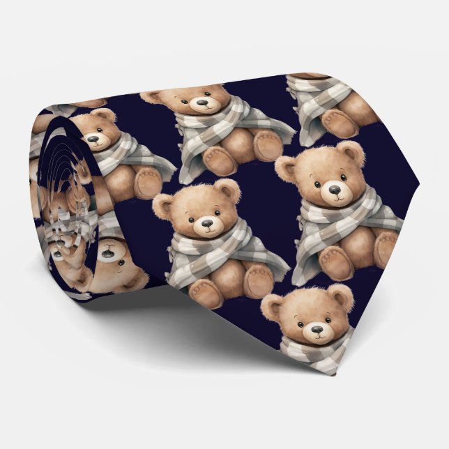 Ours en peluche avec cravate à couverture (Roulé)