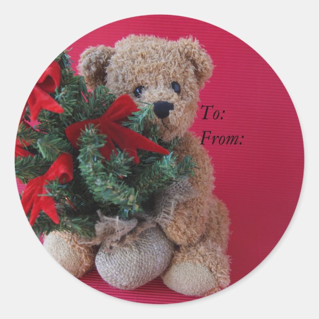 ours en peluche avec étiquette cadeau de Noël (Devant)