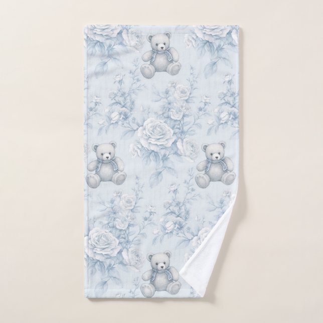 ours en peluche avec serviette de bain rose bleue (Serviette à main)