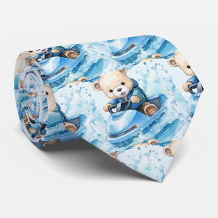 Ours en peluche bleu Jet Ski Cravate