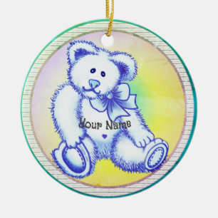 Ours en peluche bleu ornement