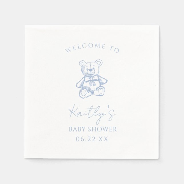 Ours en peluche bleu Serviettes en papier pour gar (Devant)