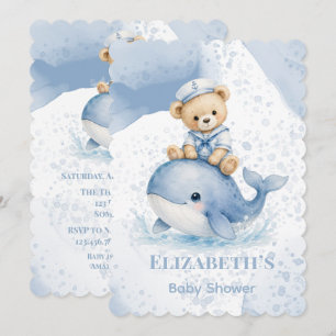 Ours en peluche bleu sur invitation de Baby Shower