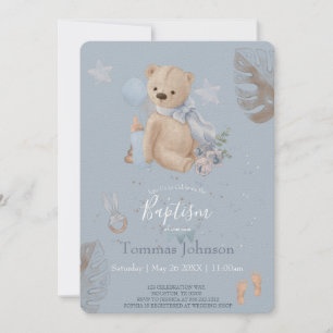 Ours en peluche Boho Baptême Invitation