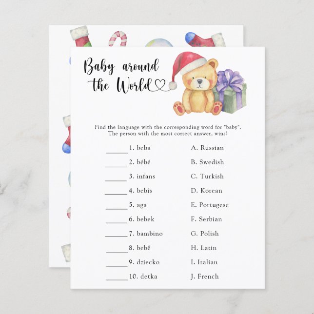 Ours en peluche d'hiver - Bébé autour du monde jeu (Devant / Derrière)