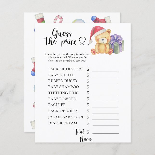 Ours en peluche d'hiver - Devinez le prix ! Jeu (Devant / Derrière)