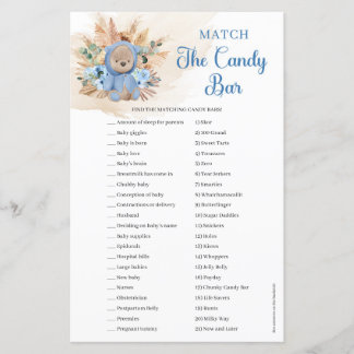 Ours en peluche fleurs bleues pampas Match The Can