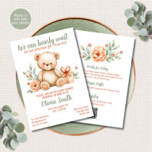 Ours en peluche Invitation Baptême Chrétien Bébé T