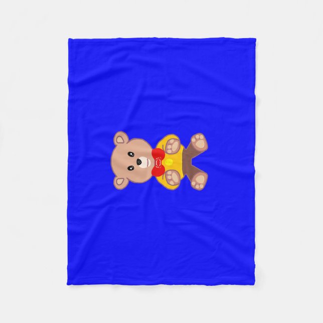 Ours en peluche mignon sur couverture en polaire b (Devant)