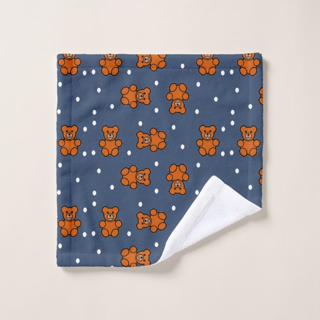 Ours en peluche mignon sur un point de polka (Gant de toilette)