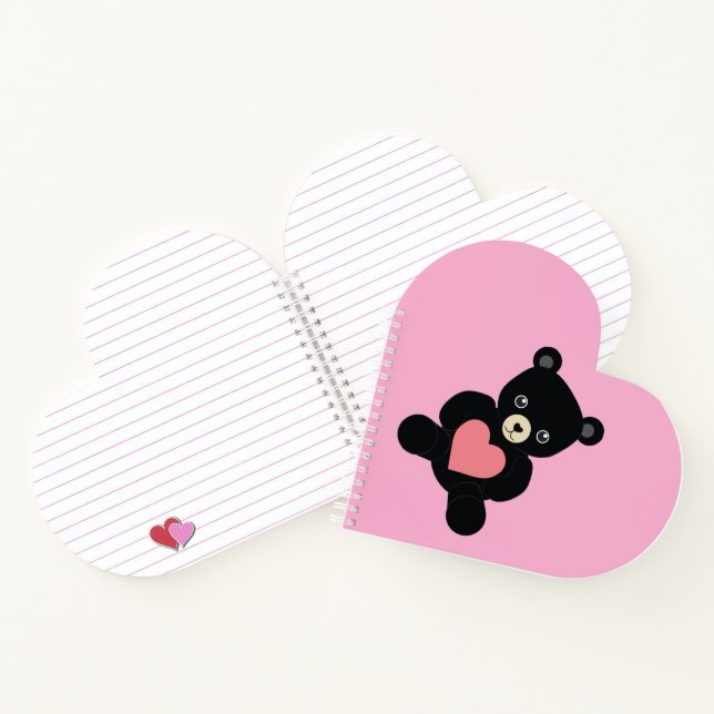 Ours en peluche noir avec Carnet cardiaque (Intérieur)