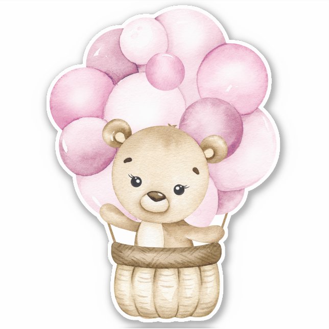 Ours en peluche Ours bébé Ours rose mignon Sticker (Devant)