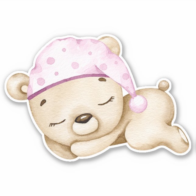 Ours en peluche Ours bébé Ours rose mignon Sticker (Devant)