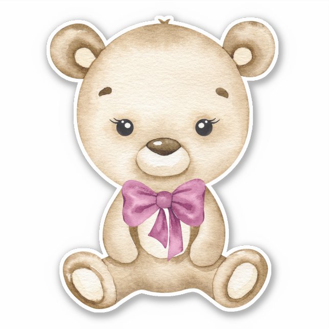 Ours en peluche Ours bébé Ours rose mignon Sticker (Devant)