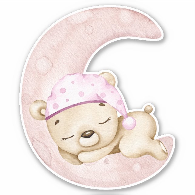 Ours en peluche Ours bébé Ours rose mignon Sticker (Devant)