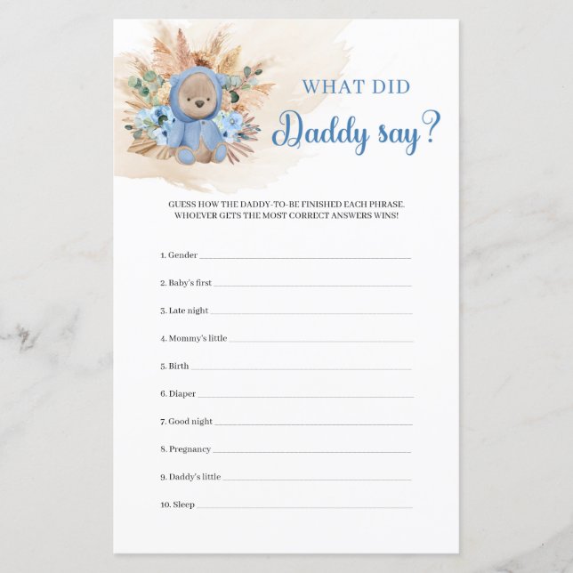 ours en peluche pampas herbe floral Qu'a dit papa (Devant)