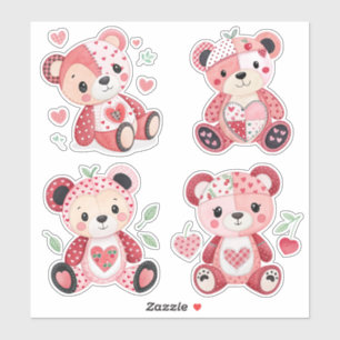 Ours en peluche Patchwork Heart Autocollants