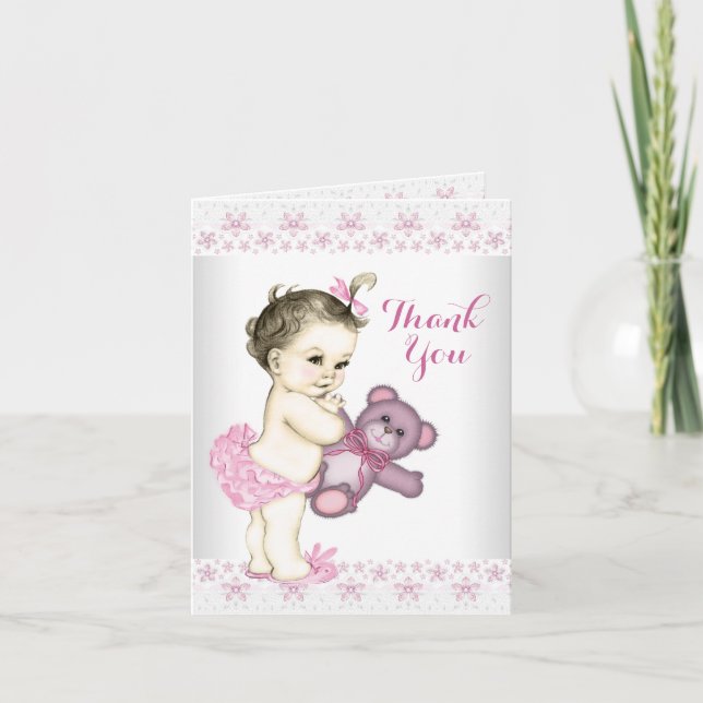 Ours en peluche rose Merci (Devant)