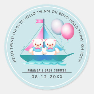 Ours en peluche   Stickers Baby shower Twin Boys F