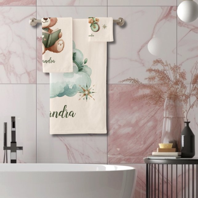 Ours en peluche vert Boho personnalisé (Créateur téléchargé)