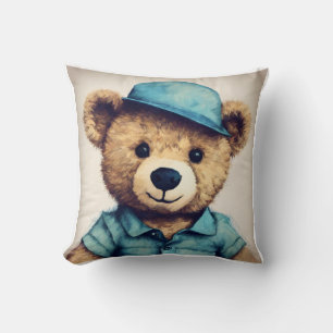 Ours En Teddy Minimaliste Imprimé Oreiller À Jets