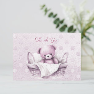 Ours en Teddy rose dans la Carte de remerciements 