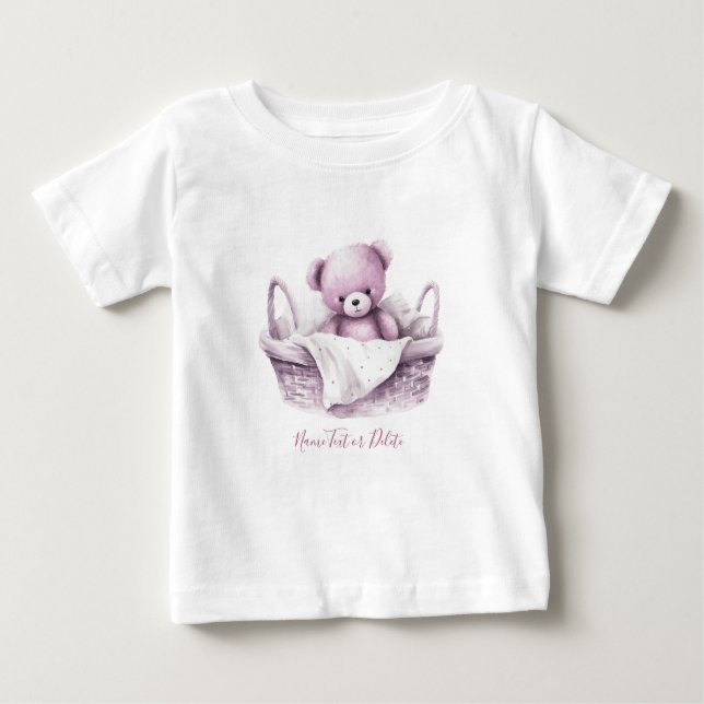 Ours en Teddy rose en Panier T-shirt bébé (Devant)