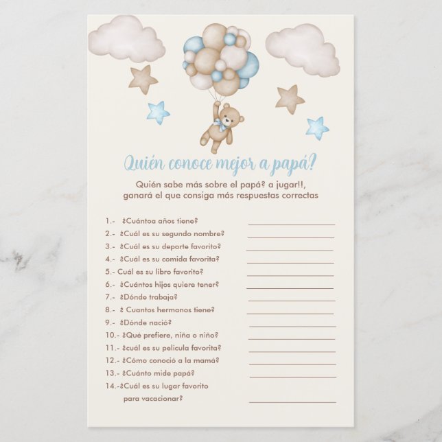 Ours et ballons bleus jeu qui rencontre papa (Devant)