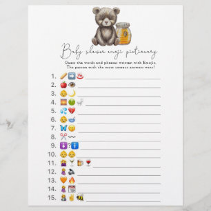 Ours et miel - Jeu d'images Emoji Baby Shower