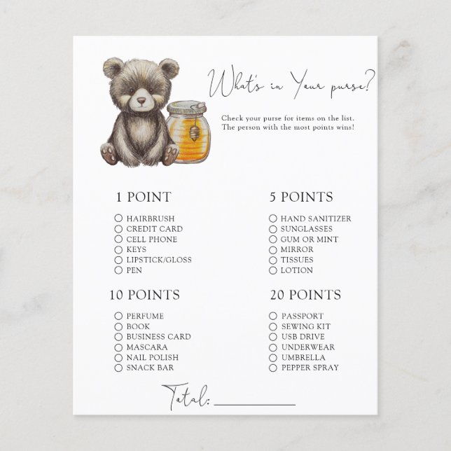 Ours et miel - Whats dans votre sac à main (Devant)