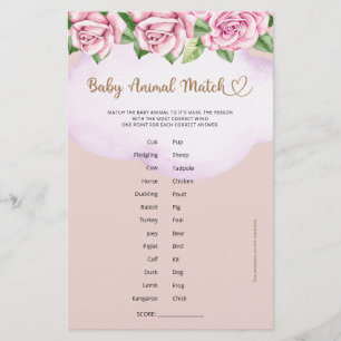 Ours fille baby shower Bébé Animal Match