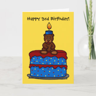 ours garçon sur la carte cake de 3e anniversaire