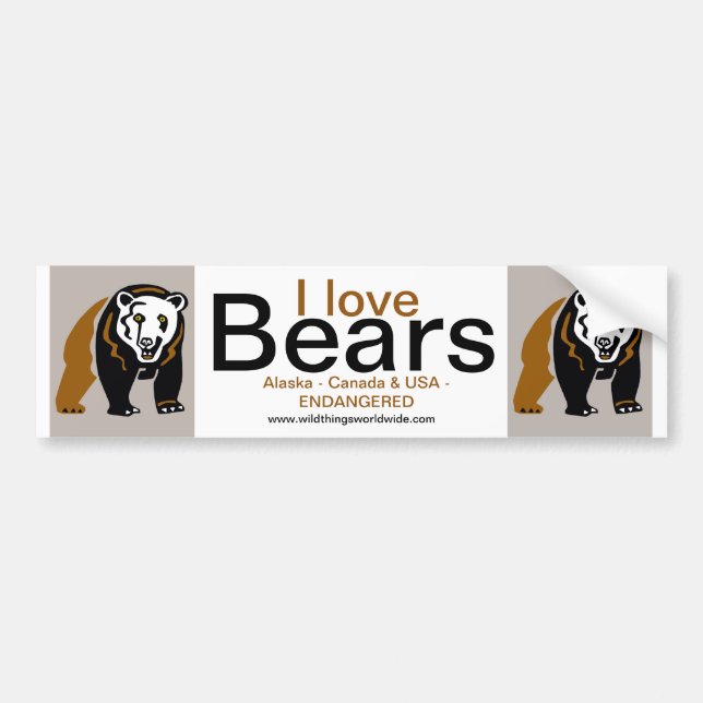 Ours grizzli - autocollant pare-chocs (Devant)