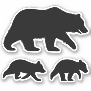 Ours Grizzli avec Cubs Silhouettes Stickers Vinyle