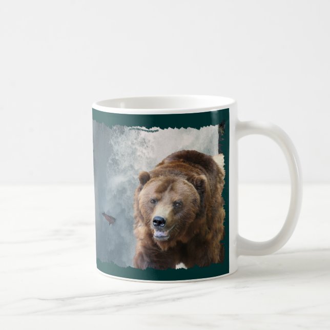 Ours grizzli et cascade Amoureux des animaux Mug d (Droite)