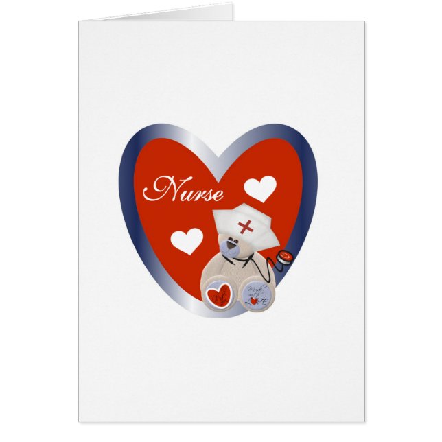 Ours-infirmière avec T-shirts et cadeaux de coeur (Devant)