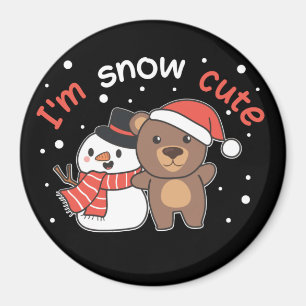 Ours Je suis Snow mignon Snowman Pun Magnet