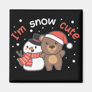 Ours Je suis Snow mignon Snowman Pun Magnet