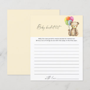 Ours - Jeu de liste de seau de bébé